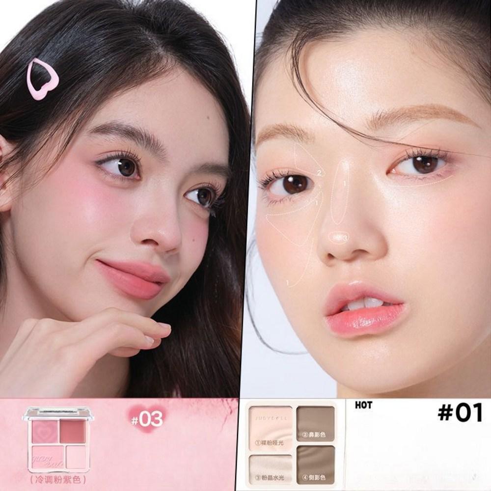 Judydoll румяна тени хайлайтер набор 1+1 оттенок контуринг китайская косметика, румяна хайлайтер 02 + хайлайтер 02, 1 шт