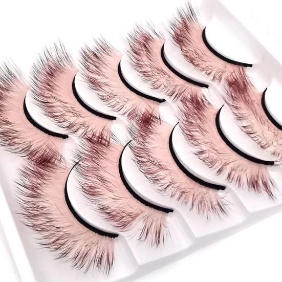 5 Pairs 3D False Eyelashes Soft Comfortable To Wear Imitation Mink Gradient Color Beauty False Eye Lashes for Performance