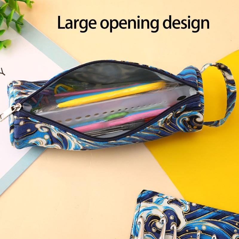 Large Capacity Crochet Hook Organiser Case Built in Zippered Pocket Elastic Slots For Knitting Tool And Crochet Supplies