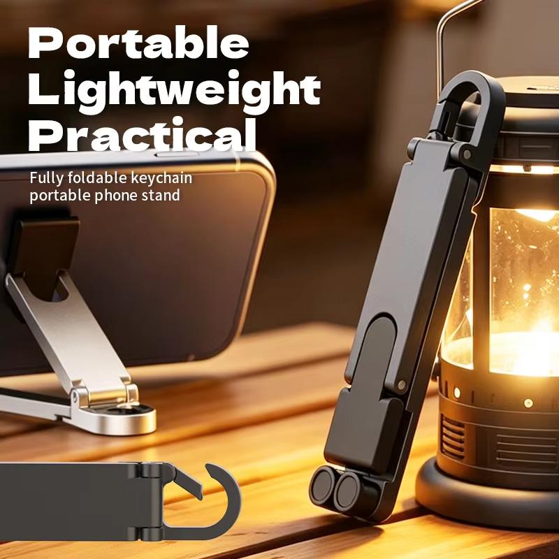 Mini Portable Keychain Phone Stand Aviation Aluminum Anti-slip Adjustable for Travel Live Streaming Vlog Shooting