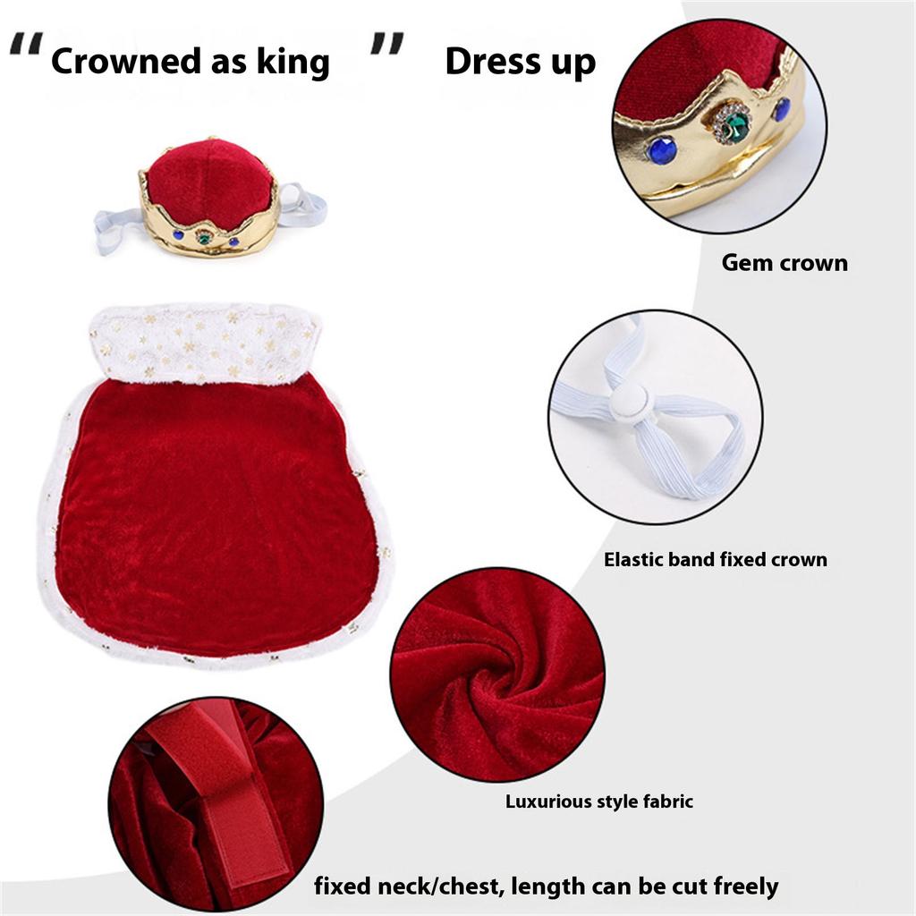 Элегантный королевский костюм для собаки с короной, дышащий наряд для питомца для косплея для ношения на Хэллоуинской вечеринке в помещении и на открытом воздухе