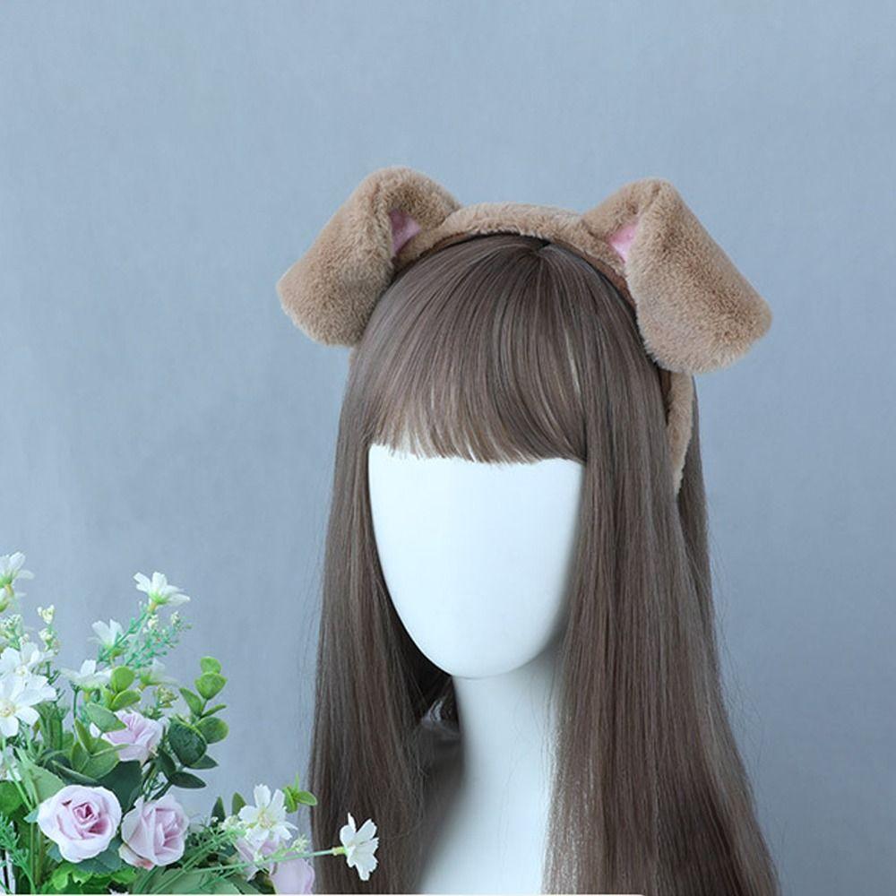 Plush Dog Ears Headband Cosplay Hair Hoop Cute Lolita Hairband Women Girls