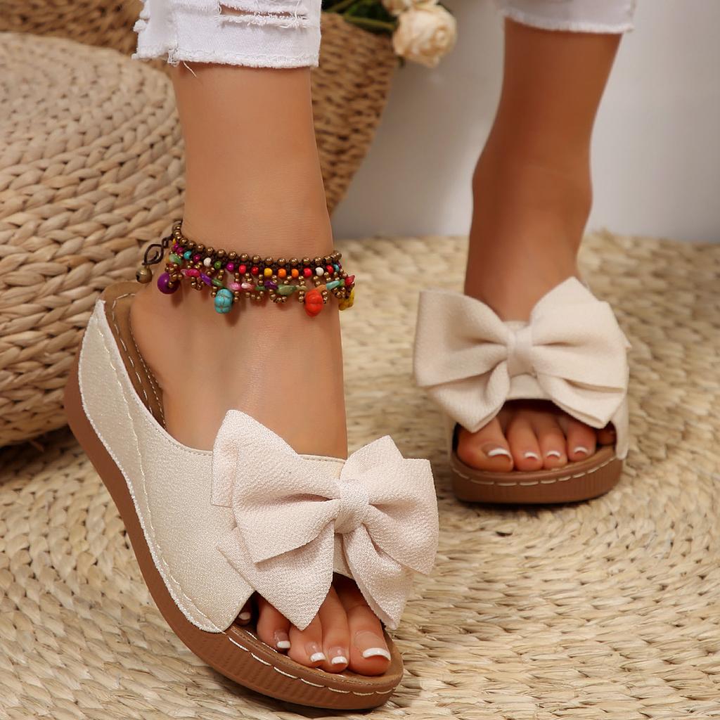 Fashion Women's Fashion Butterfly Slippers Comfortable Platform Flat Soled Outdoor Glitter Lightweight Comfortable Casual Bow Sandals