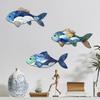 3/4Pcs/Set Wooden Fish Wall Decoration Farmhouse Rustic Nautical Turtle Shell Starfish Wall Art Sculpture Home Living Room Wall Decorative Sign