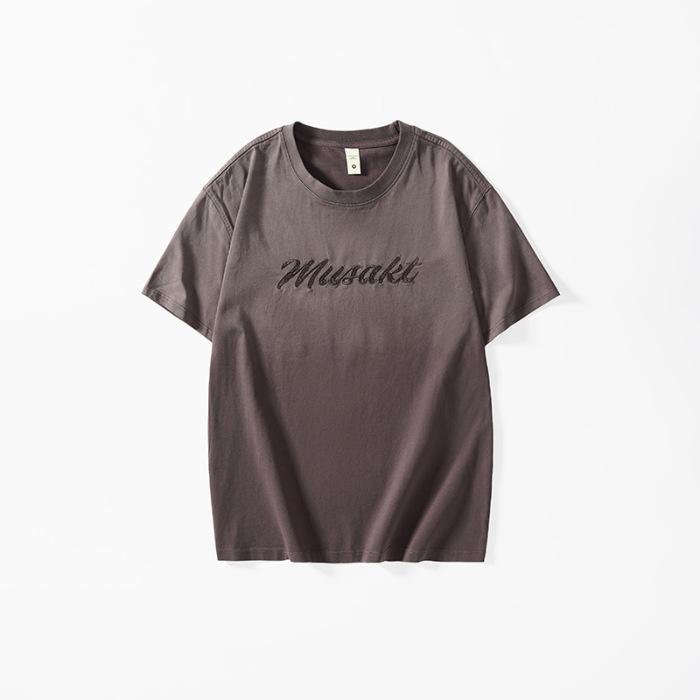 Новая Тяжелая Градиентная Футболка с Коротким Рукавом для Весны и Лета Американская Футболка Короткая Рубашка