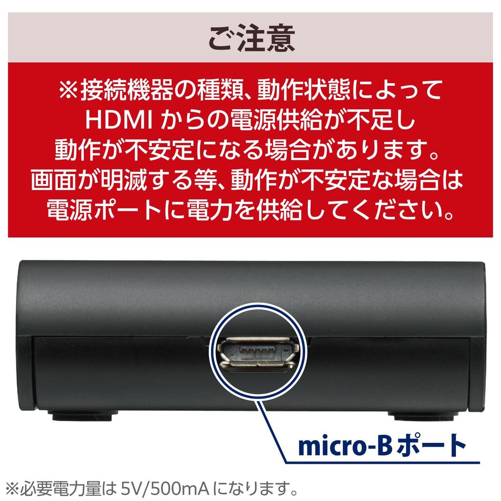 Elecom HDMI-переключатель 3 входа 1 выход для работы с PS4 PS3 Xbox360 Nintendo Switch Nintendo Classic HDMI-кабель в комплекте Черный [Подтвержденный Mini] (1