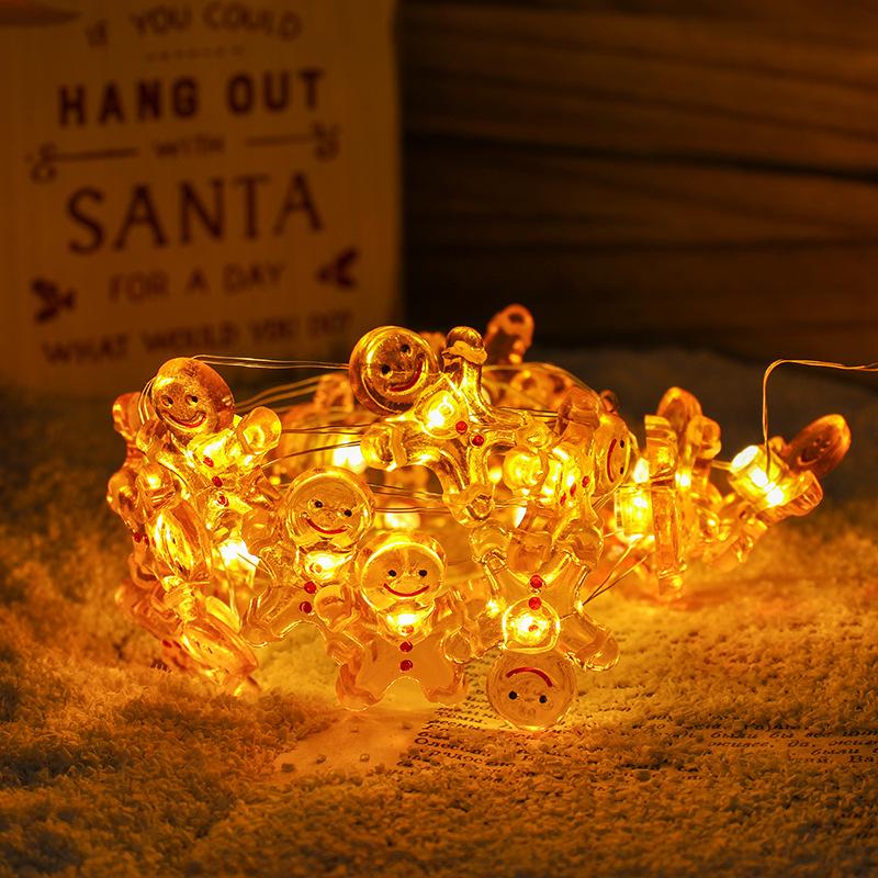 Snowflake Elk Santa Claus LED Garland String Lights Christmas Tree Decoration New Year Home Fairy Light
