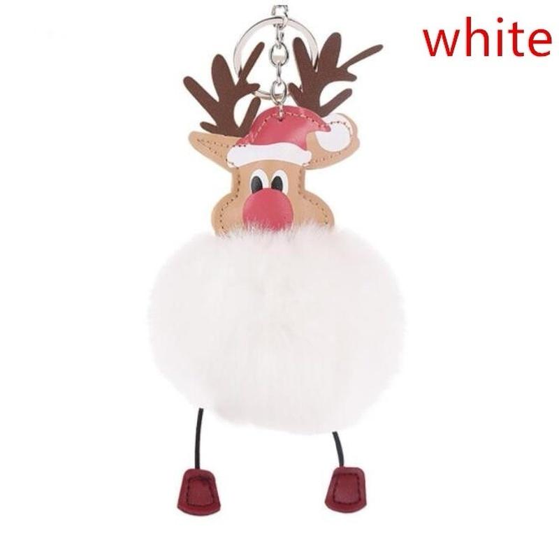 Мех кролика, брелок для ключей, сумка, плюшевый автомобильный брелок для ключей, очаровательный рождественский кулон Санта-Клауса, рождественский подарок