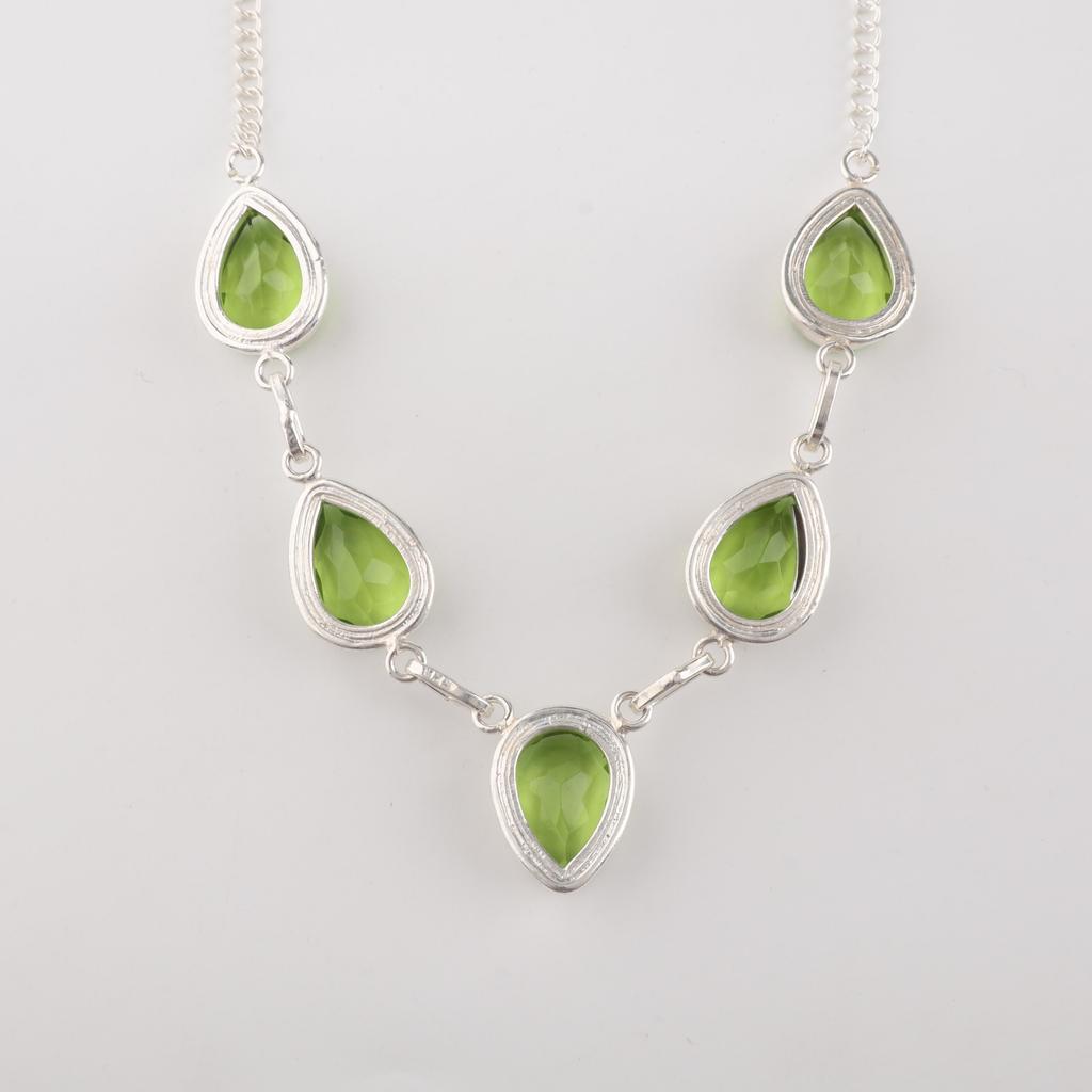 Перидот Драгоценный Камень Стерлинговое Серебро Ручной Работы Ожерелье, Серебро 925 пробы Ювелирные Изделия с Перидотом, Ожерелье для Помолвки RN-1-6