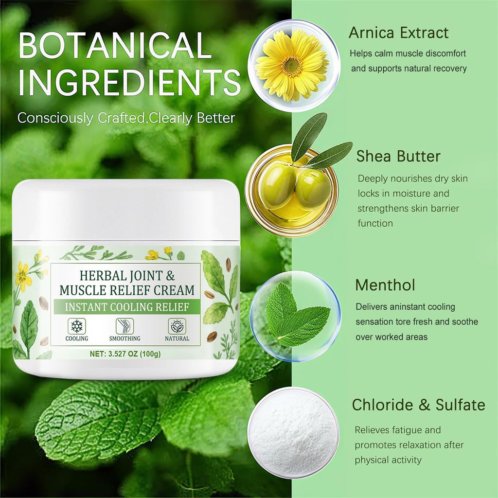 Herbal Joint And Muscle Massage Cream 100g, Plant Ingredients Cool And Soothe Joints And Muscles To Smooth The Skin