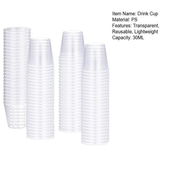 100 шт., 30 мл, прозрачные многоразовые чашки для напитков, легкие штабелируемые чашки для воды для домашней вечеринки