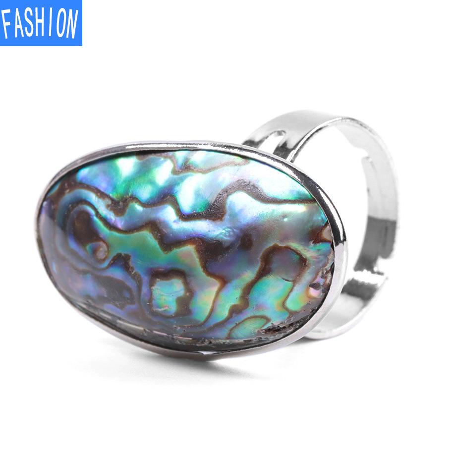 Natural Abalone Shell Beads Finger Ring Reiki Seashells Adjustable Ring