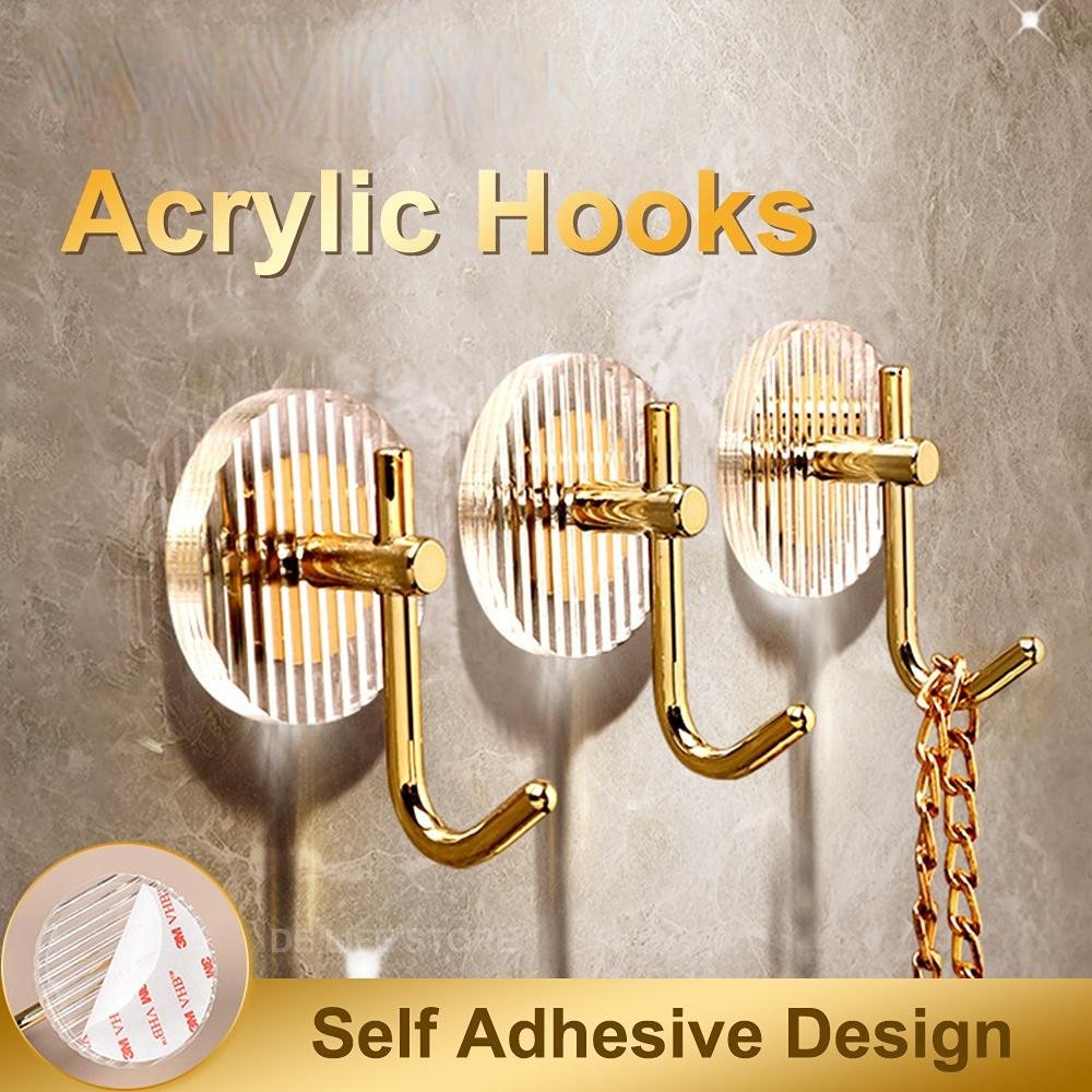 1PCS Adhesive Wall Hooks Acrylic Shower Hooks For Hanging Self-adhesive Hooks Towel Holder Bathroom Accessories YSL