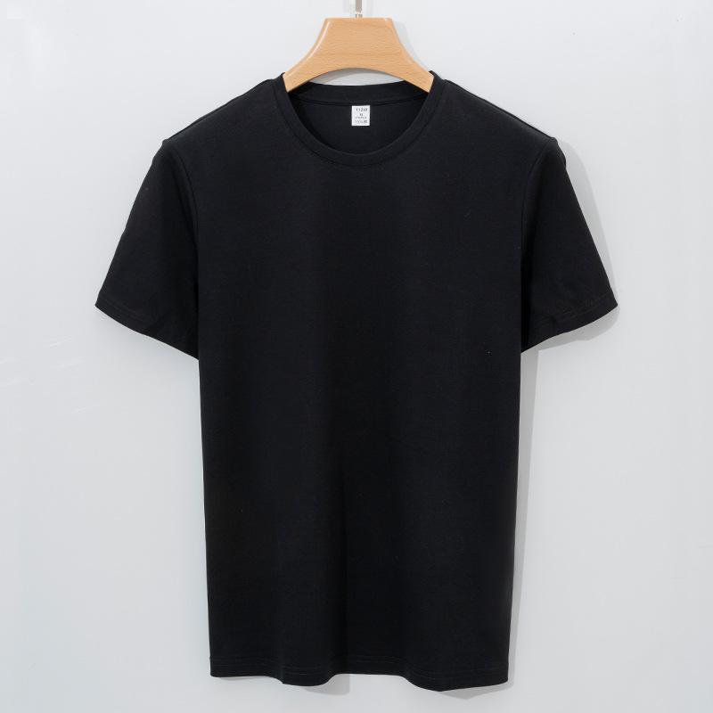Mercerized Cotton T-shirt Men's Short-sleeved Round Neck Solid Color Pure Cotton Velvet Cotton Men's T-shirt