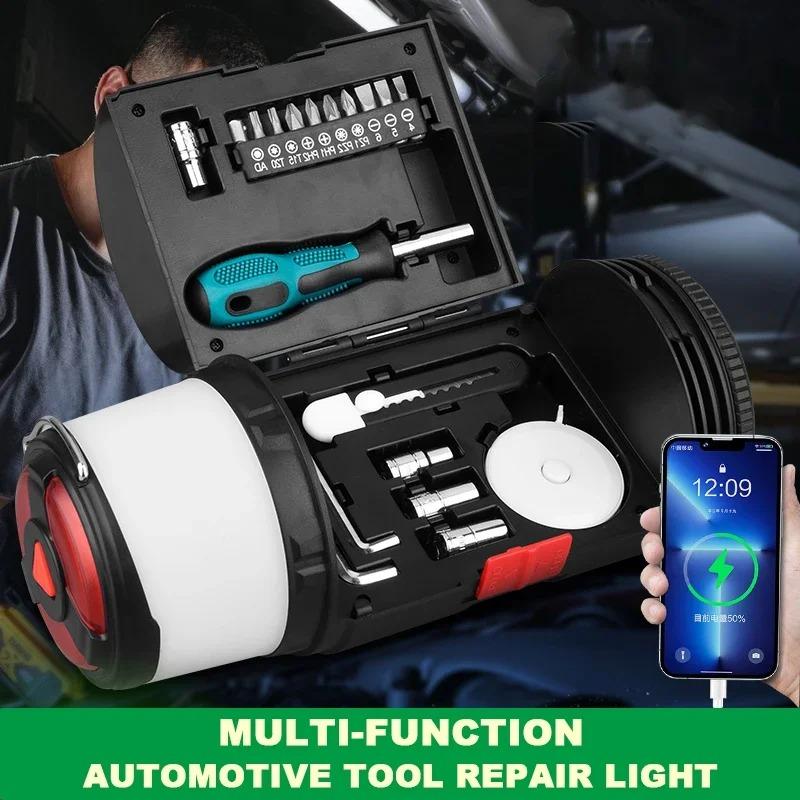 New Handheld Flashlight with Built-in Tool Kit, Charging Belt, Side Light, Emergency Multifunctional Handheld Work Light