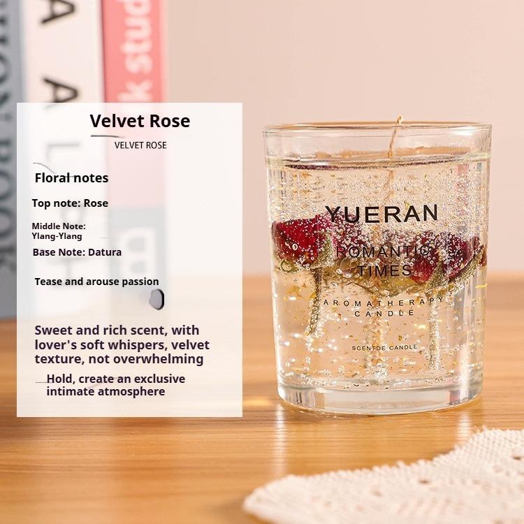 Свеча с ароматом желе из настоящих цветов, цветочная свеча в стеклянном стакане, ароматизатор для спальни, украшение, подарок