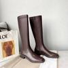 Fashion Winter Women's Long Leather Boots Fashion Solid Color Simple Autumn New Woman Brown Knee High Boots Fashion Leisure Gothic Botas