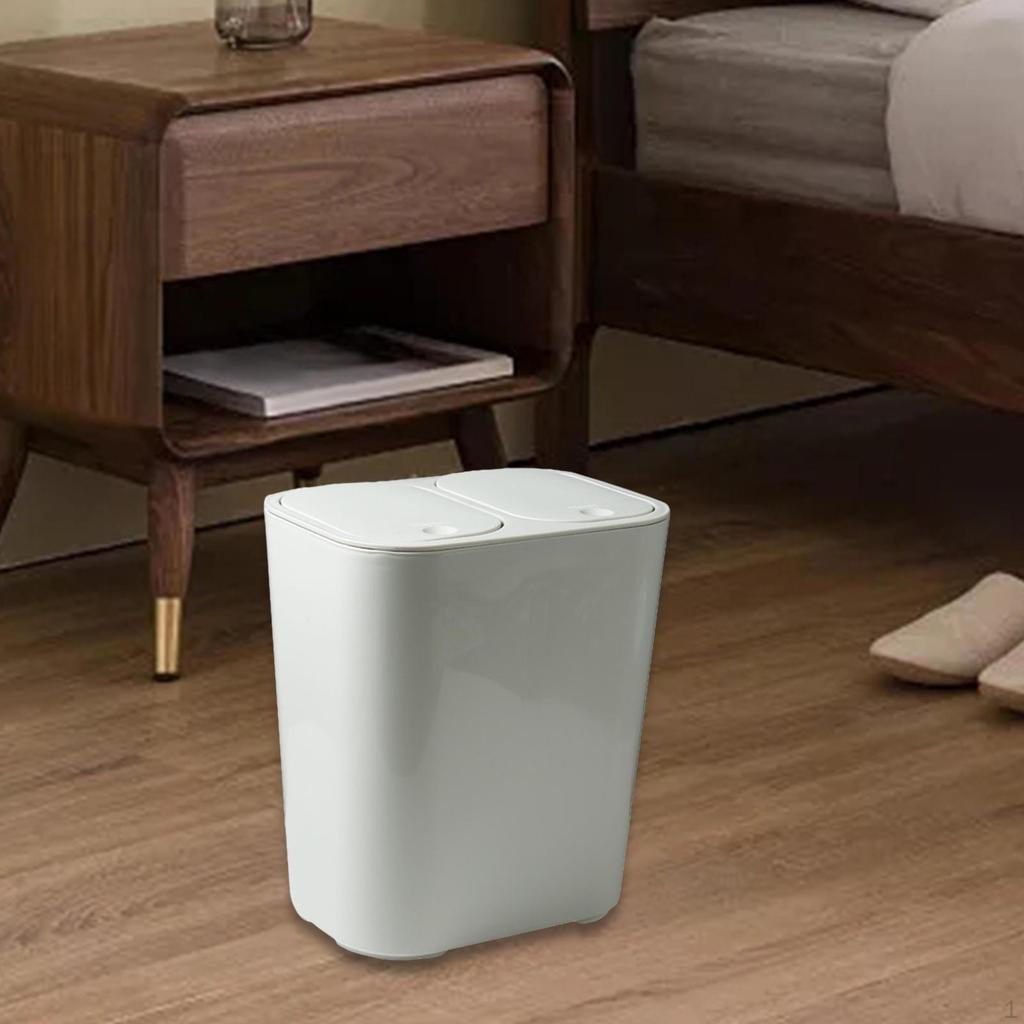 Dry and Wet Separation Kitchen Trash Can Rectangular 12 Liter/3 Gallon Capacity Bathroom Wastebasket