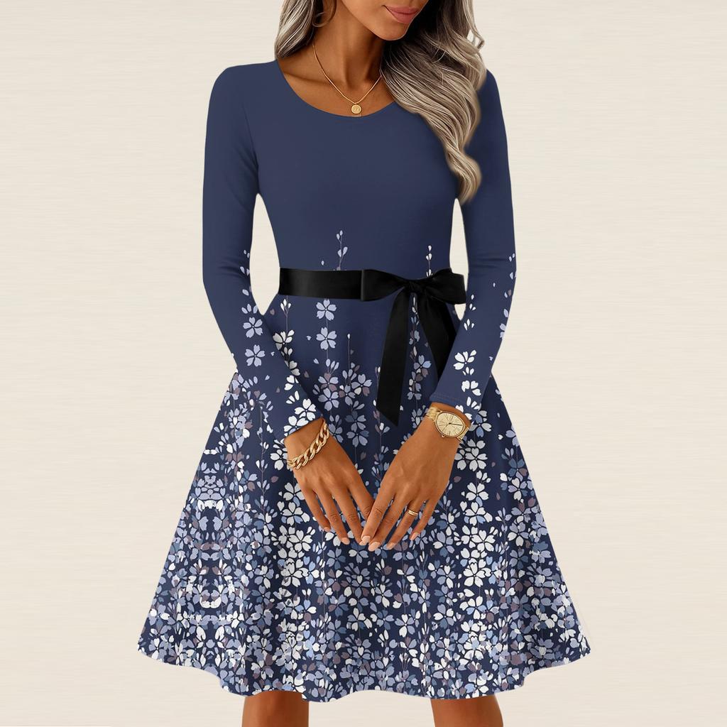 Women's Casual Fashion Long Sleeve Vintage Long Dresses