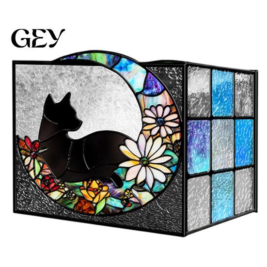 Corgi Relief Storage Container Stained Glass Style Pen Holder, Unique Acrylic Desktop Organizer, 3D Home Office Desk Supplies Embossed Pattern Planter
