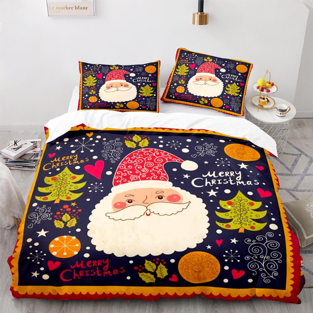3d Three-piece Set European and American Size Santa Claus Quilt Cover Home Textiles