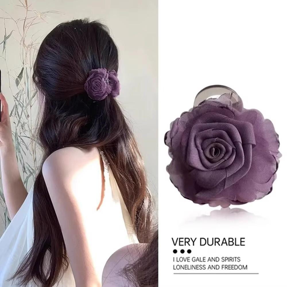 Double-Sided Hair Claw Rose Flower Floral Hairpin Sweet Hair Clip Hair Accessories