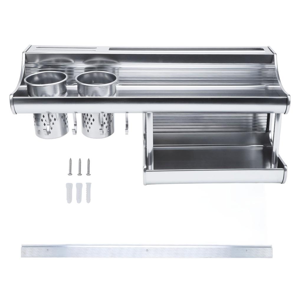 Wall Mounted Kitchen Organizer Rack Aluminum Alloy 2 Tiers Chopstick Spice Bottle Holder Storage