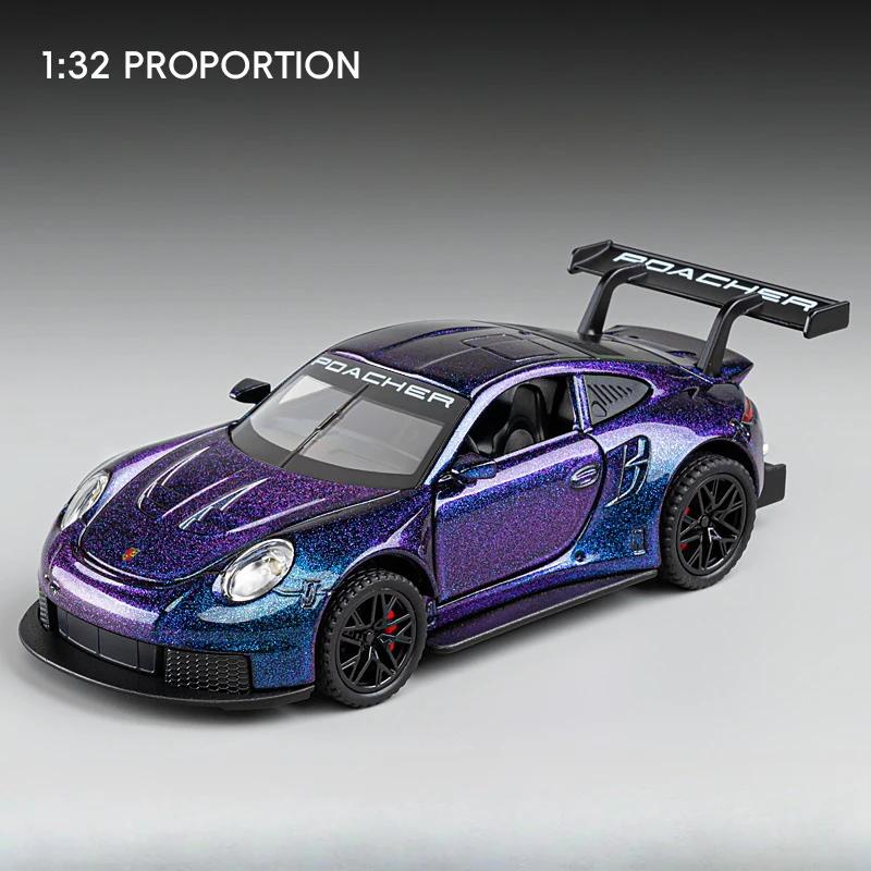 1:Масштаб 32 911 GT3RS Macan Литая Модель Миниатюрный Автомобиль Сплав Игрушки Оттягивающиеся 4 Двери Открываются Металлический Корпус Резиновая Шина Украшение Подарки