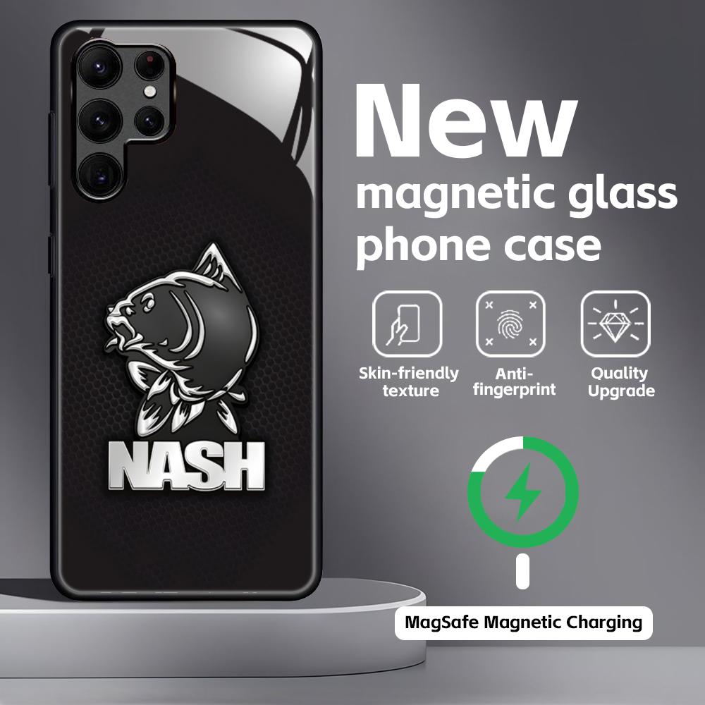 Fashion N-nasH Fishing Brand Phone Case For Samsung S26 S25 S24 S23 S22 S21 Plus Ultra Note20 Glass Magnetic Case