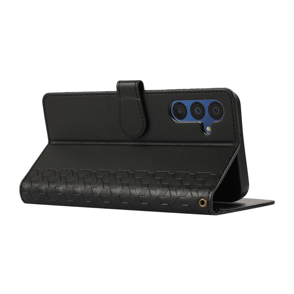 Leather Case For Samsung Galaxy A17/A26 5G/A16 5G/A16 4G 3D Rhombus Grid Imprinted Wallet Phone Cover with Lanyard