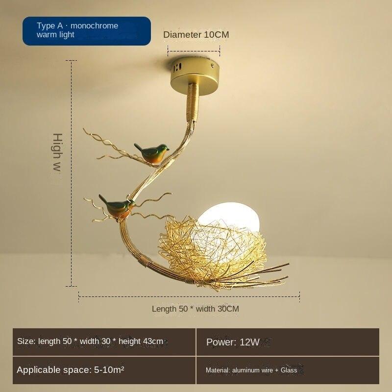 Потолочный светильник ручной работы из алюминиевого провода, светодиодный светильник для гостиной, теплая лампа для спальни, столовой, птичье гнездо, птичье гнездо, проходная люстра