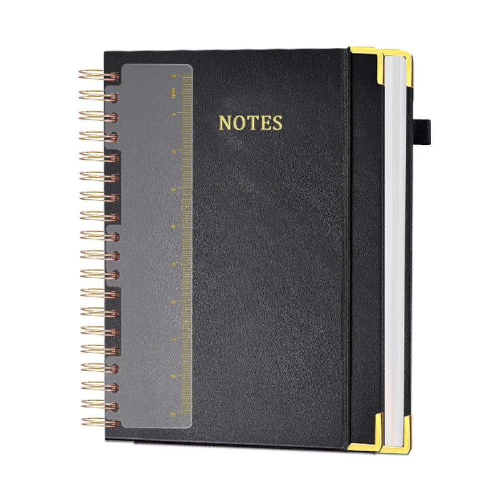 300 Pages PU Leather Notebook Smooth Writing Thick Paper Twin Coil Binding Metal Binding 360° Folding Paper Journal