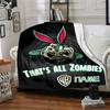 Bugs Bunny Zombie Theme With Warner Bros Logo And Thats All Zombies Throw Customizable Blanket Personalized Text Ultrasoft Versatile For Sofa Couch
