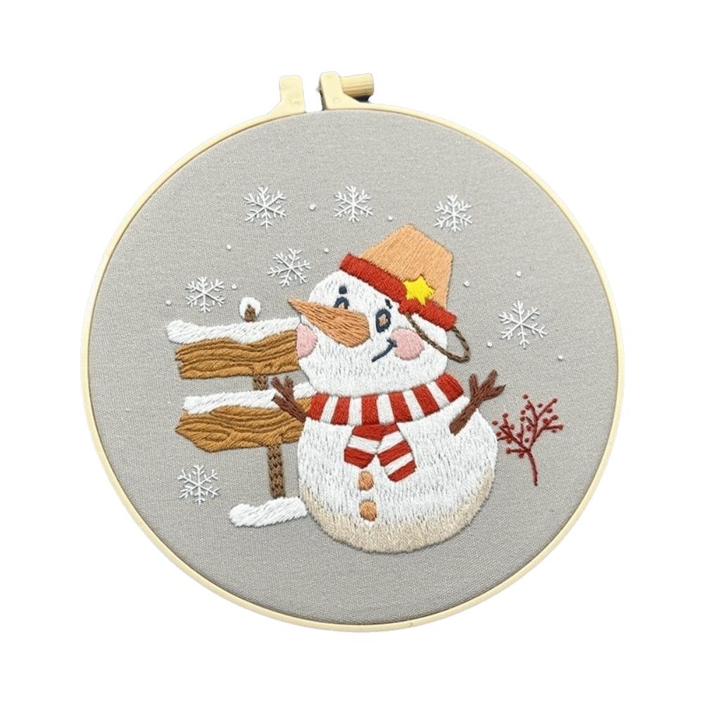 Handmade Christmas Embroidery Kit Snowman Tree Reindeer DIY Embroidery Kit Home Decor Suitable Beginners Cross Stitch Set
