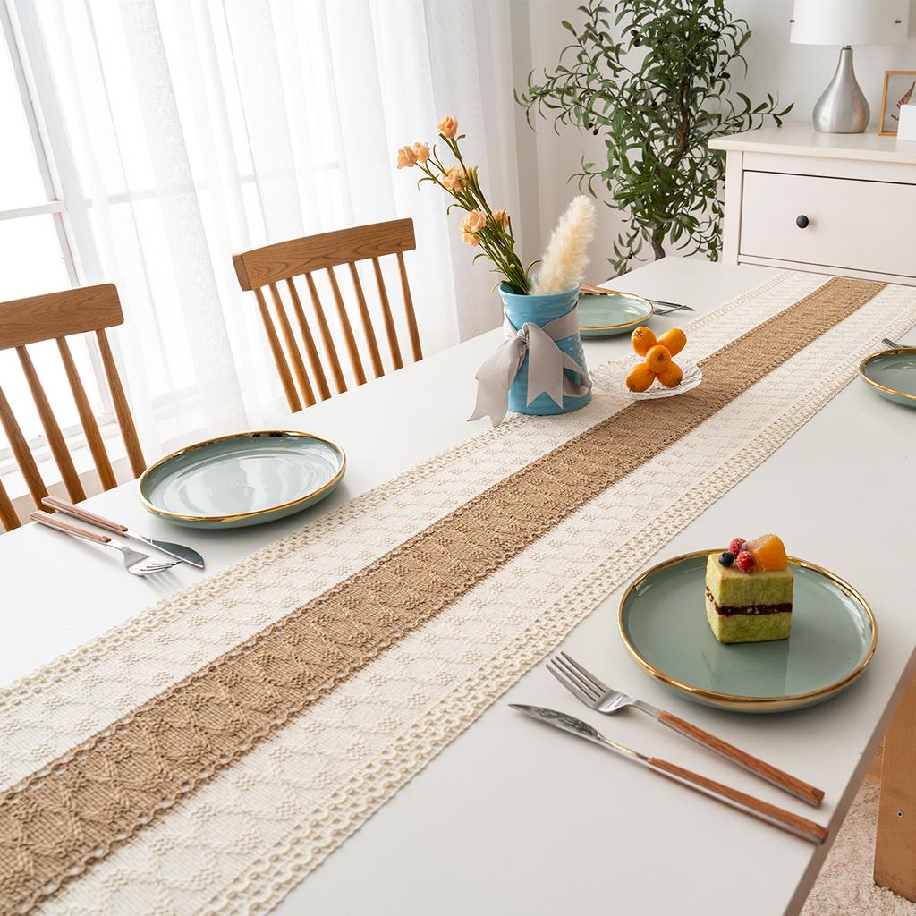 Богемный Рустикальный Свадебный Декор Скатерть из Хлопка и Льна для Свадебного Ужина или Девичника