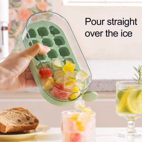 2-in-1 Water Bottle Ice Tray with Straw, One-Click Release, Portable Water Bottle Vertical Ice Cube Mold for Freezer