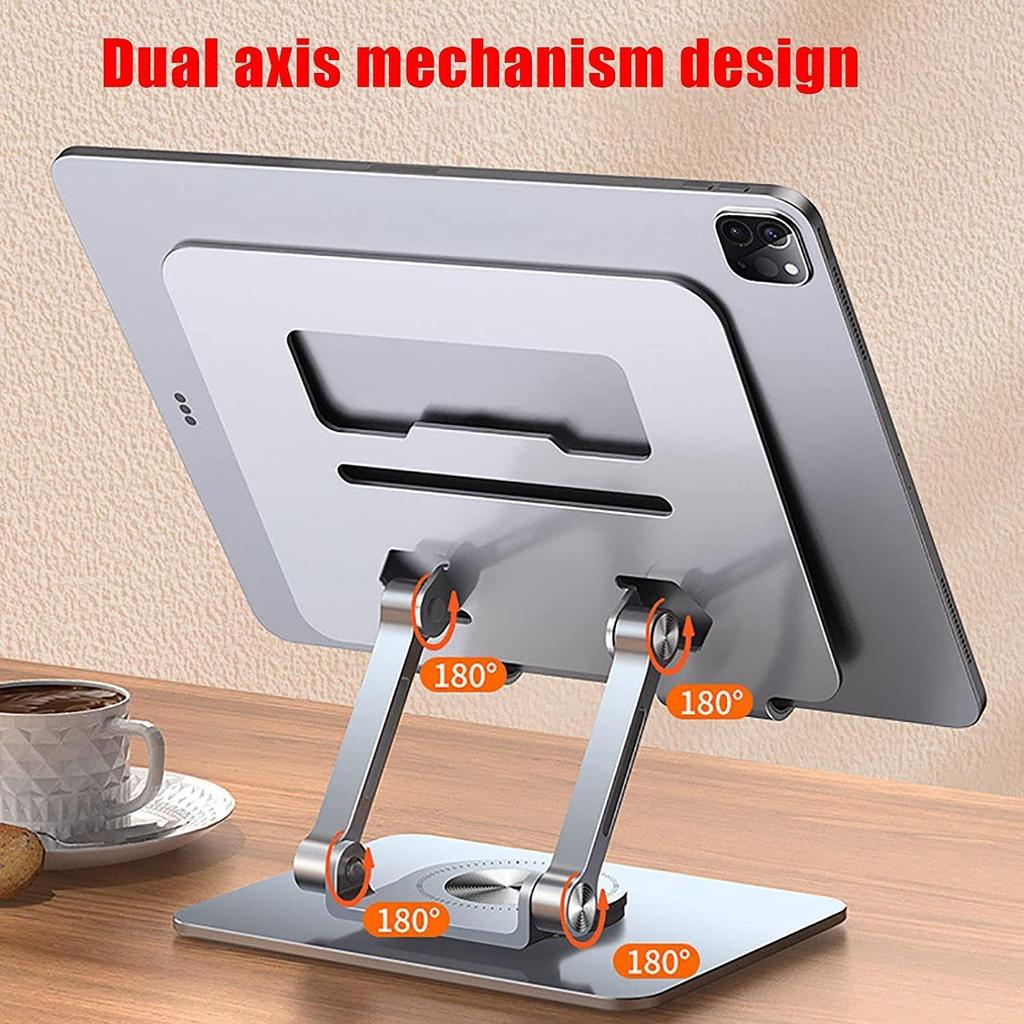 Регулируемая подставка для планшета из алюминиевого сплава, вращающееся на 360 ° основание, эргономичный складной и портативный держатель для планшета для ноутбука до 17 дюймов