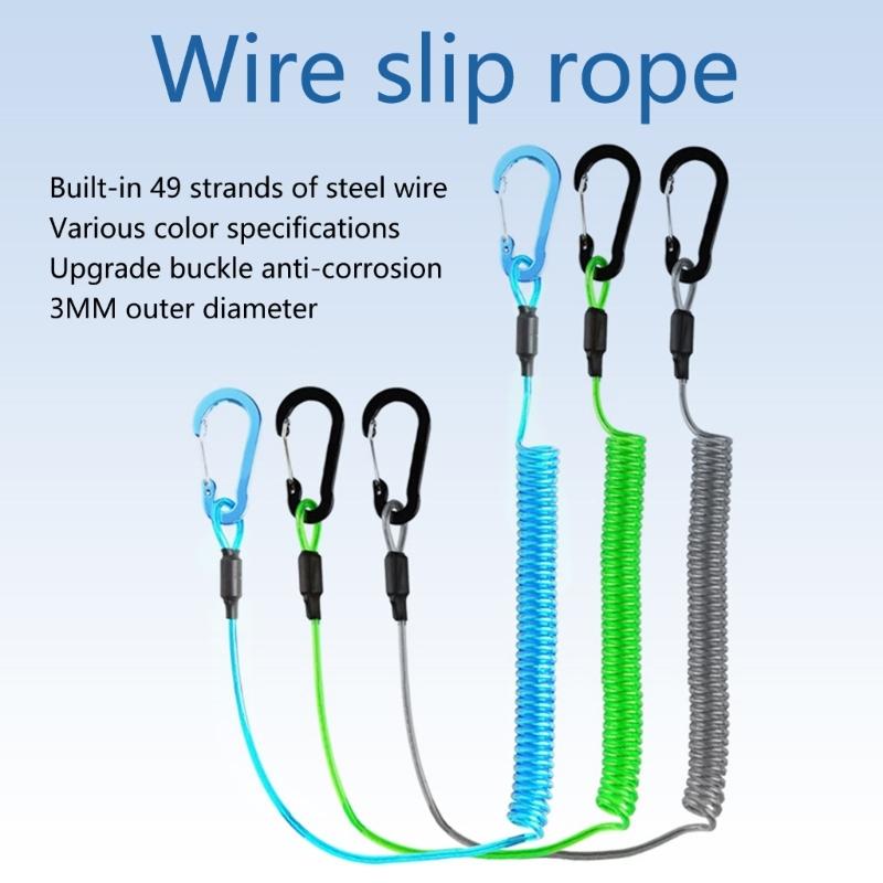 Рыболовные снасти Аксессуары Ремни для удилища Сверхпрочный шнур Веревка Страховочный шнур для весла Спиральный шнур Растягивается до 70 дюймов