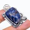 Natural Sodalite Gemstone 925 Sterling Silver Jewelry Pendant 1.81" J6m17