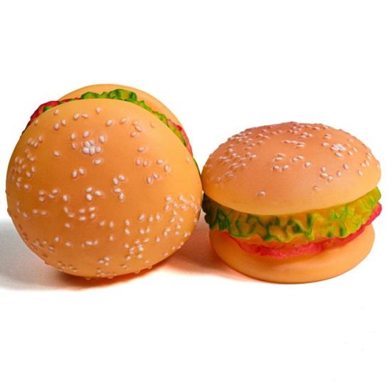 Игрушка-жевалка для щенков в форме гамбургера, виниловая, пищащая, для игр, для собак, нетоксичная