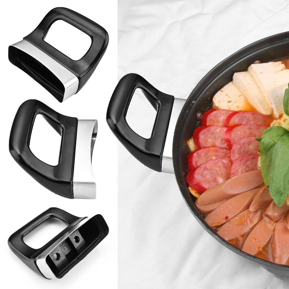 2pcs Black with Screws Double Hole Cookware Accessories Side Handles Bakelite Grip Pot Handle