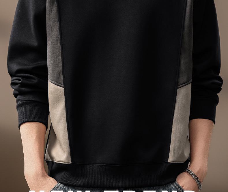 High-End Men's Retro Color Block Patchwork Heavyweight Hoodie, Autumn Arrival