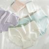 4Pcs Cotton Crotch Simple Briefs Mid Waist Stripe Underpants Comfortable Underwear for Women  Girl