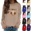 Women's Fashion Casual Long Sleeve Solid Color Printed Round Neck Top Sweatshirt