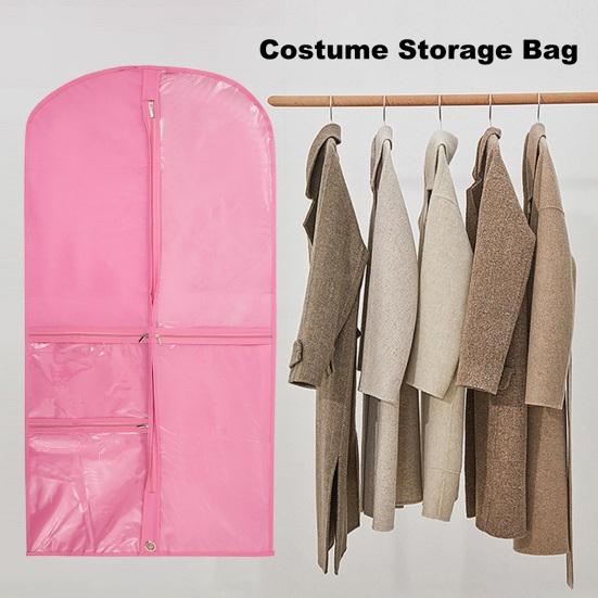 Garment Bag Waterproof Dustproof Hanging Clothes Cover Multi-Pocket Design Zipper Closure Clothing Storage Bag