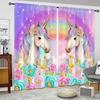 Jit 2Pcs Floral Unicorn Printed Curtain Design Drapes Polyester Window Decor For Home Living Room Kids Room Rod Pocket Curtai