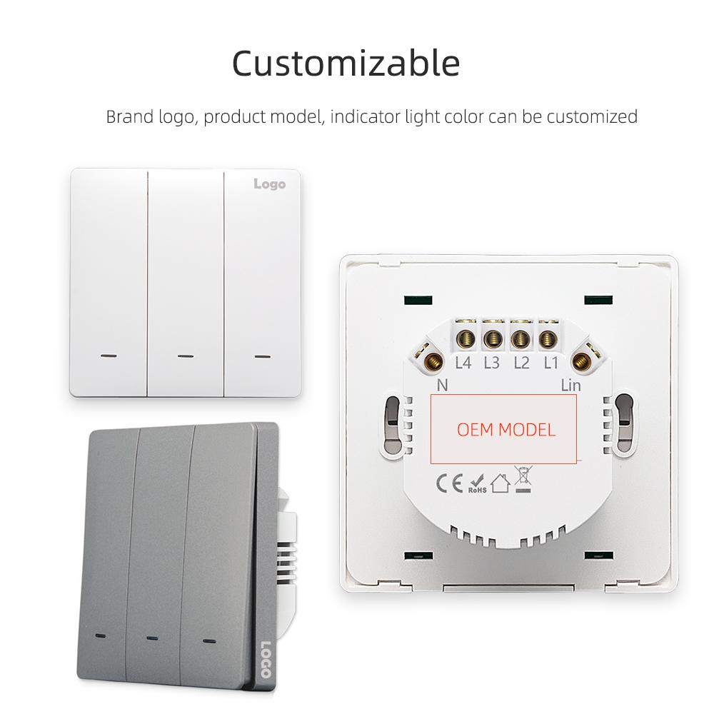 For Tuya Zigbee Smart Wall Switch 1/2/3/4 Gang Without Neutral Mechanical Key New Technology for Alexa Google Home EU Version