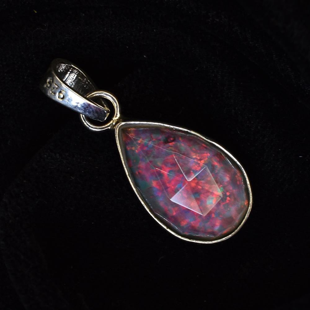 15 Ct Natural Monarch Opal 925 Sterling Silver Pear Cut Gems Pendant