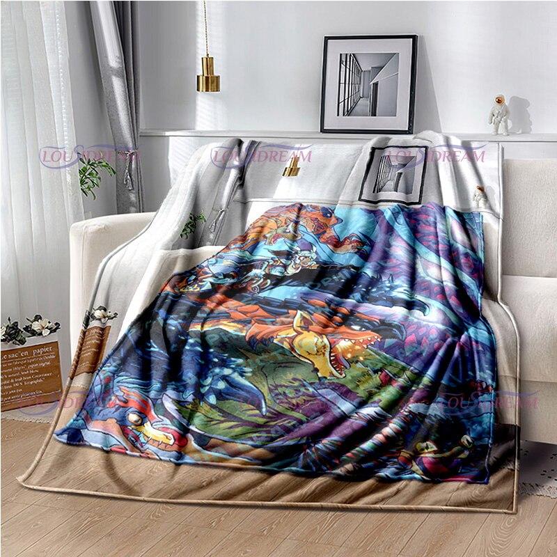 Monster Hunter Stories Soft Flannel Blanket Cartoon Blanket for All Seasons Warm Cozy Fluffy Blanket for Sofa Bed Living Room