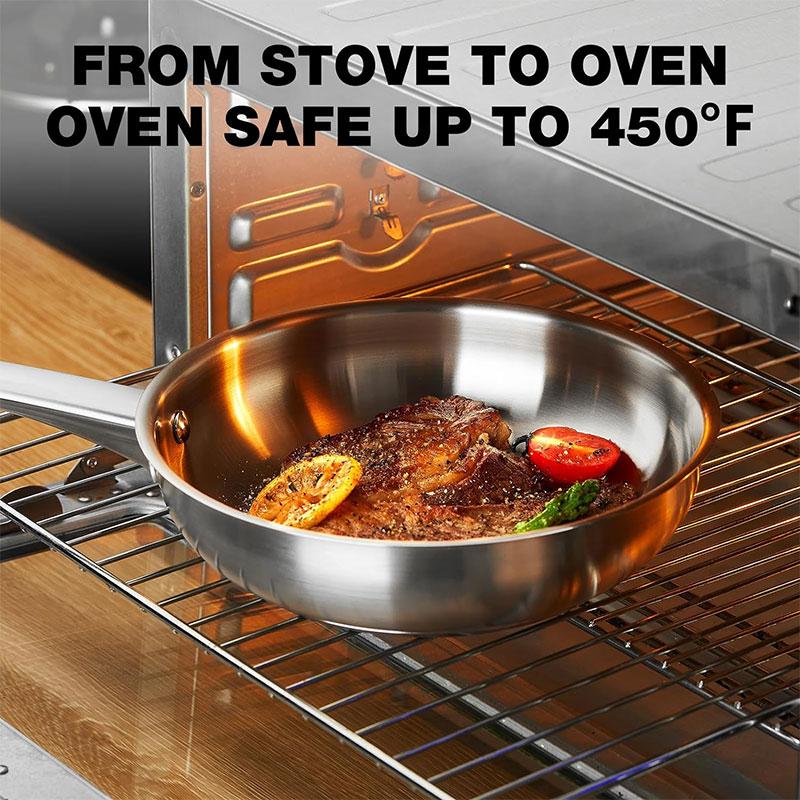 Tri-Ply Stainless Steel Frying Pan 8 Inch 10 Inch Induction Cooking Pan Skillet Fast Heating Chef's Pan Skillet Oven Safe